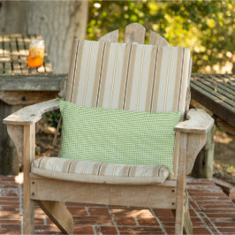 Spring Green en White Gingham Lumbar Buitenkussen