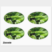 Spring Green Ferns tropisch botanisch groen Ovale Sticker (Vel)