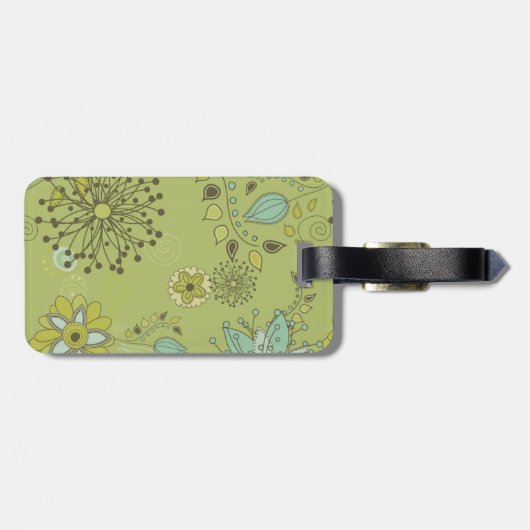 Spring Green Floral Design Monogram Designer Bagagelabel (Achterkant horizontaal)