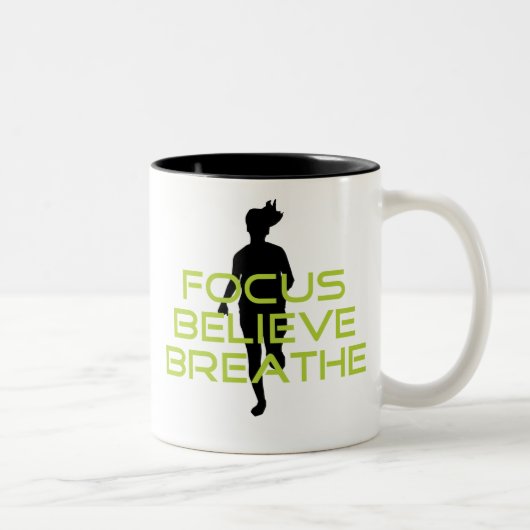 Spring Green Focus Believe Breathe Tweekleurige Koffiemok (Rechts)