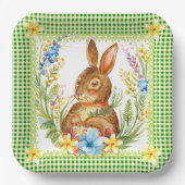 Spring Green Gingham Bunny Bord (Voorkant)