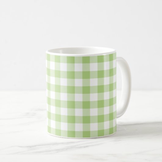 Spring Green Gingham Pattern Koffiemok (Voorkant rechts)