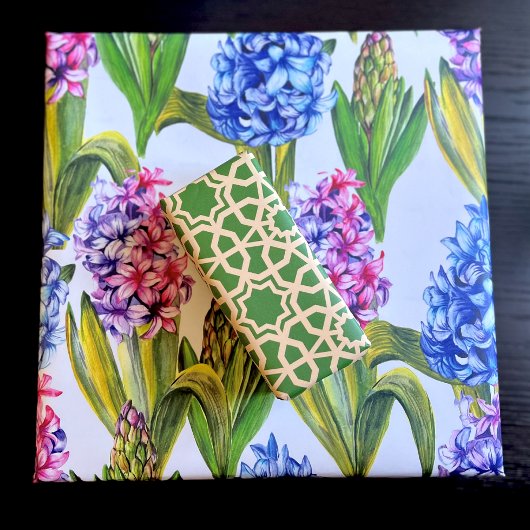 Spring Green & Gold Hyacinth Inpakpapier Vel