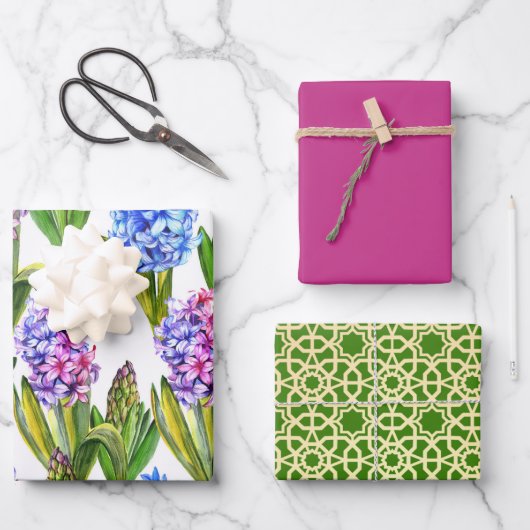 Spring Green & Gold Hyacinth Inpakpapier Vel (Voorkant)