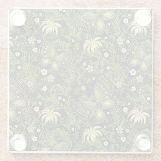 Spring Green-Gold Pattern Glazen Onderzetter (Achterkant)