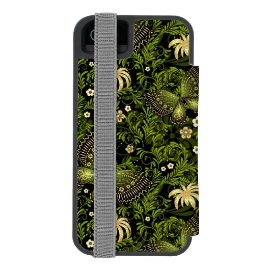 Spring Green-Gold Pattern Incipio iPhone Portemonnee Hoesje (Agenda Achterkant)