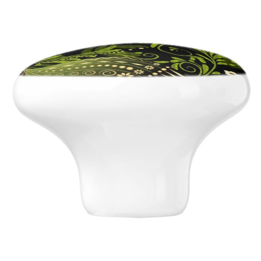Spring Green-Gold Pattern Keramische Knop (Zijkant)