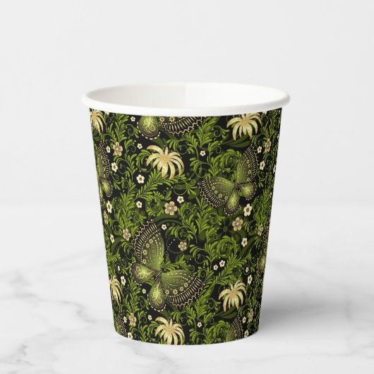 Spring Green-Gold Pattern Papieren Bekers (Links)