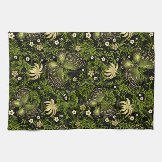 Spring Green-Gold Pattern Theedoek (Horizontaal)