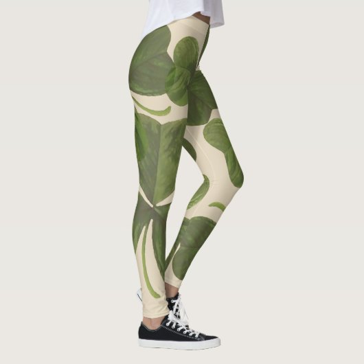 Spring Green Irish Shamrock Design Leggings (Rechts)