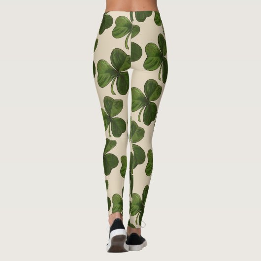 Spring Green Irish Shamrock Pattern Leggings (Achterkant)