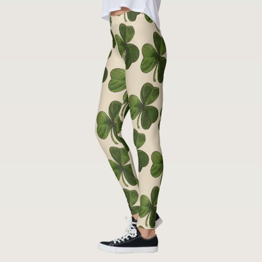 Spring Green Irish Shamrock Pattern Leggings (Links)
