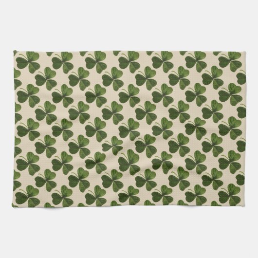 Spring Green Irish Shamrock Pattern Theedoek (Horizontaal)