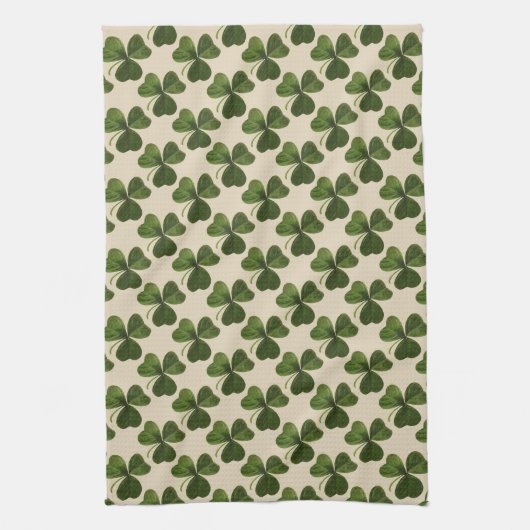 Spring Green Irish Shamrock Pattern Theedoek (Verticaal)