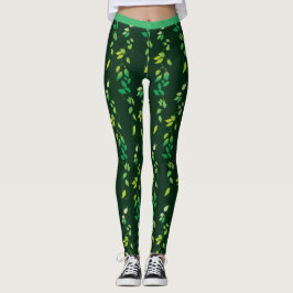 Spring Green Ivy Botanical Forest Green Cute Yoga Leggings