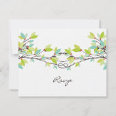 Spring Green Knotted Love Trees Wedding RSVP Kaart (Achterkant)