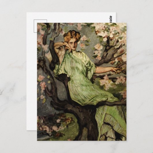 Spring Green Lady - hout Sylph Gibson Meisje Briefkaart (Voorkant / Achterkant)