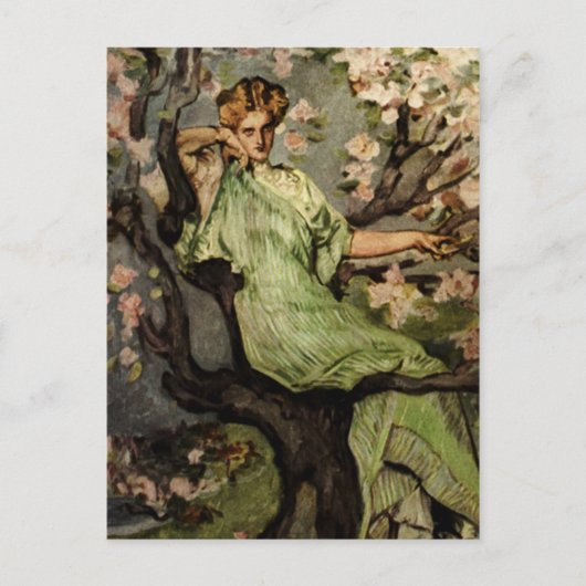 Spring Green Lady - hout Sylph Gibson Meisje Briefkaart (Voorkant)