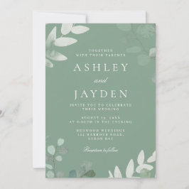 Spring Green Leaf Moderne Huwelijksuitnodiging Kaart