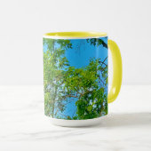 Spring Green Leaves Blue Sky Pattern mok (Voorkant rechts)