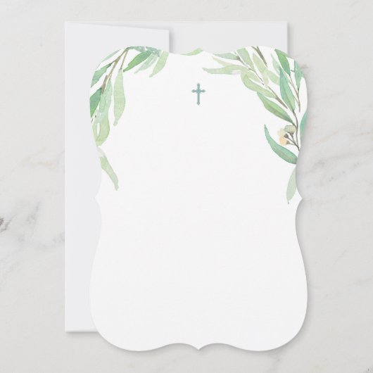 Spring Green Leaves Boy Christening First Birthday Kaart (Achterkant)