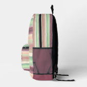 Spring Green Mauve Taupe Peach Pink Art Stripes Bedrukte Rugzak (Rechts)