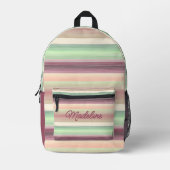Spring Green Mauve Taupe Peach Pink Art Stripes Bedrukte Rugzak (Voorkant)