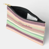Spring Green Mauve Taupe Peach Pink Art Stripes Etui (Open)