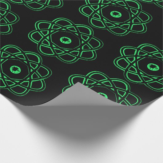 Spring Green op Black Atom Symbols Cadeaupapier (Hoek)