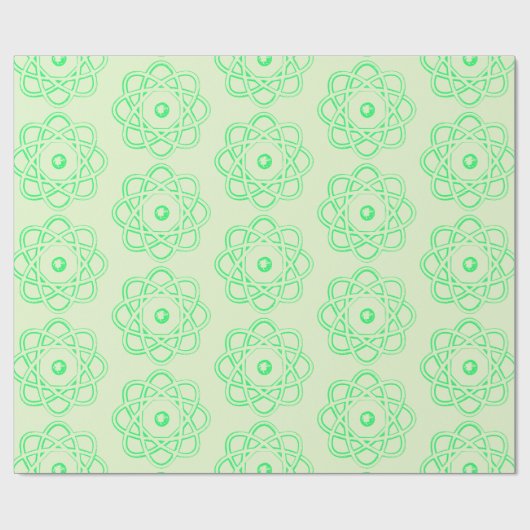 Spring Green op Light Green Atom Symbols Cadeaupapier (Vlak)