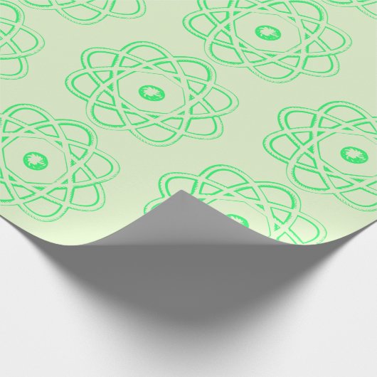 Spring Green op Light Green Atom Symbols Cadeaupapier (Hoek)