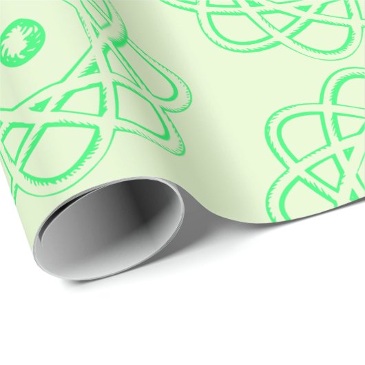 Spring Green op Light Green Atom Symbols Cadeaupapier (Rol Hoek)