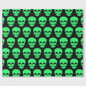 Spring Green op zwarte schedels Cadeaupapier (Vlak)