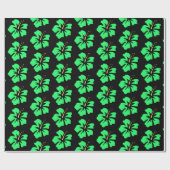 Spring Green over Black Hibiscus Cadeaupapier (Vlak)