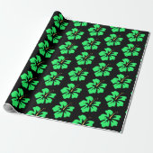 Spring Green over Black Hibiscus Cadeaupapier (Uitgerold)