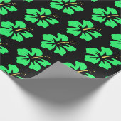 Spring Green over Black Hibiscus Cadeaupapier (Hoek)