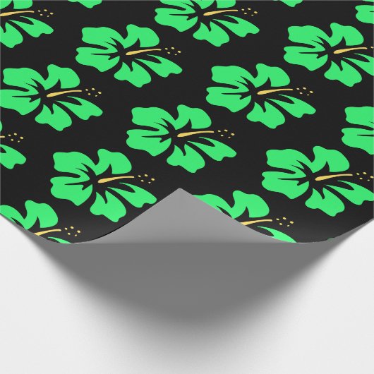 Spring Green over Black Hibiscus Cadeaupapier (Hoek)