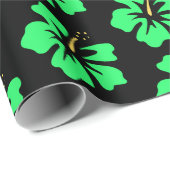 Spring Green over Black Hibiscus Cadeaupapier (Rol Hoek)