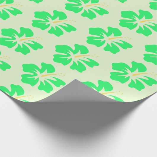 Spring Green over Light Green Hibiscus Cadeaupapier (Hoek)