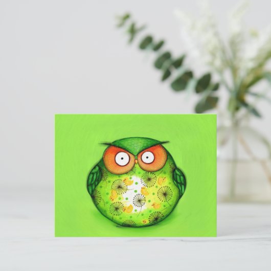 Spring Green Owl Briefkaart (Staand voorkant)