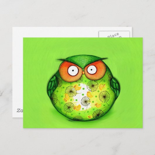Spring Green Owl Briefkaart (Voorkant / Achterkant)