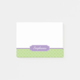 Spring Green Paars Quatrefoil Monogram Post-it® Notes