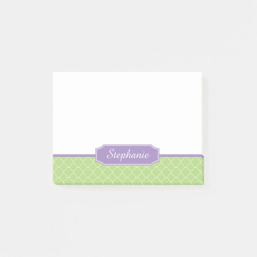 Spring Green Paars Quatrefoil Monogram Post-it® Notes (Voorkant)