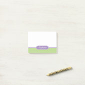 Spring Green Paars Quatrefoil Monogram Post-it® Notes (Op bureau)