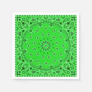 Spring Green Paisley Bandana Scarf BBQ Picnic Servetten