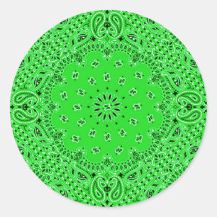Spring Green Paisley Westerne Bandana Scarf Print Ronde Sticker