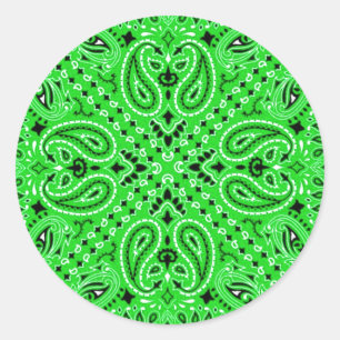 Spring Green Paisley Westerne Bandana Scarf Print Ronde Sticker