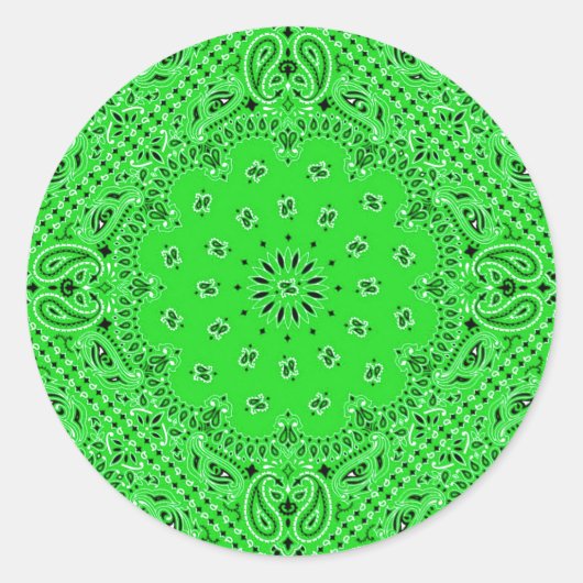 Spring Green Paisley Westerne Bandana sjaal Print Ronde Sticker (Voorkant)