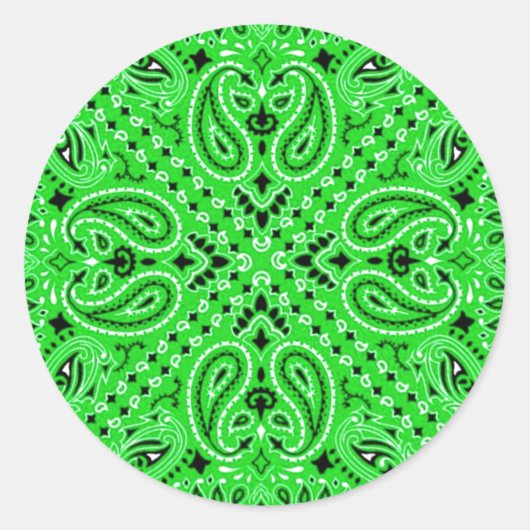 Spring Green Paisley Westerne Bandana sjaal Print Ronde Sticker (Voorkant)
