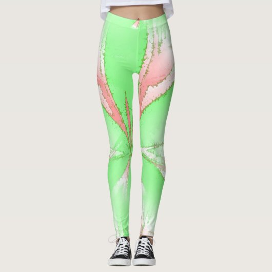 Spring Green Roze Witte Leggings (Voorkant)